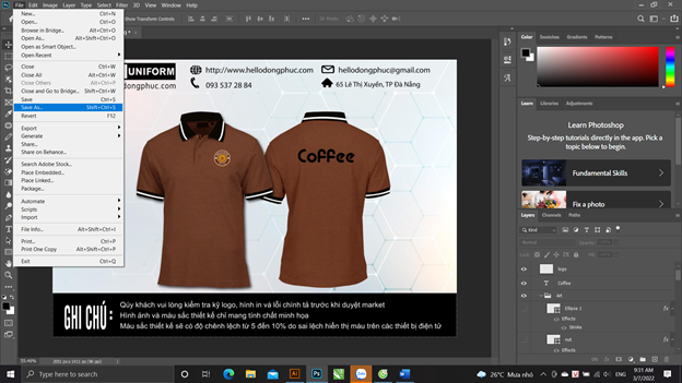 Hướng dẫn thiết kế áo đồng phục bằng phần mềm photoshop